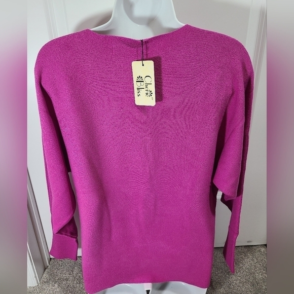 TRIBE Cotton Blend Fuchsia Barbie Pink Sweater Top Size Large NWT - Picture 3 of 5